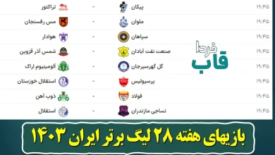بازیهای هفته 28 لیگ برتر ایران فصل ۱۴۰۳