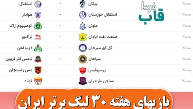 بازیهای هفته 30 لیگ برتر ایران فصل ۱۴۰۳