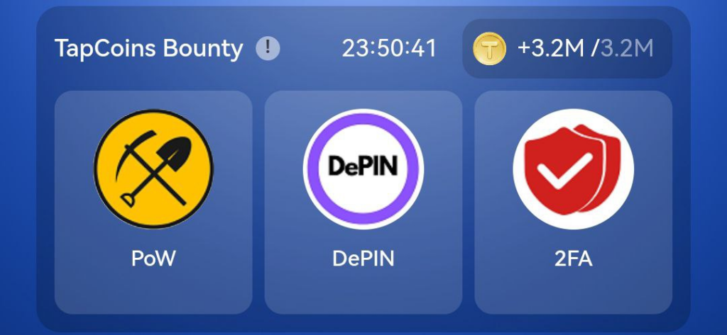 کارت های بازی تپ کوین امروز دوشنبه 5 شهریور 1403 TapCoins Bounty Daily Combo 26 August 2024