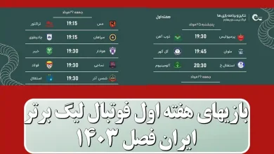 بازیهای هفته اول فوتبال لیگ برتر ایران فصل 1403 بازیهای هفته اول فوتبال لیگ برتر ایران فصل 1403