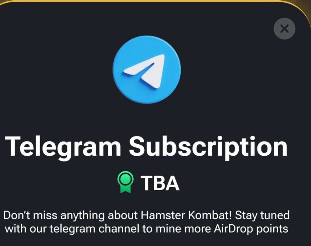 توضیحات بخش ایردراپ بازی همستر + عکس توضیحات بخش Telegram Subscripion