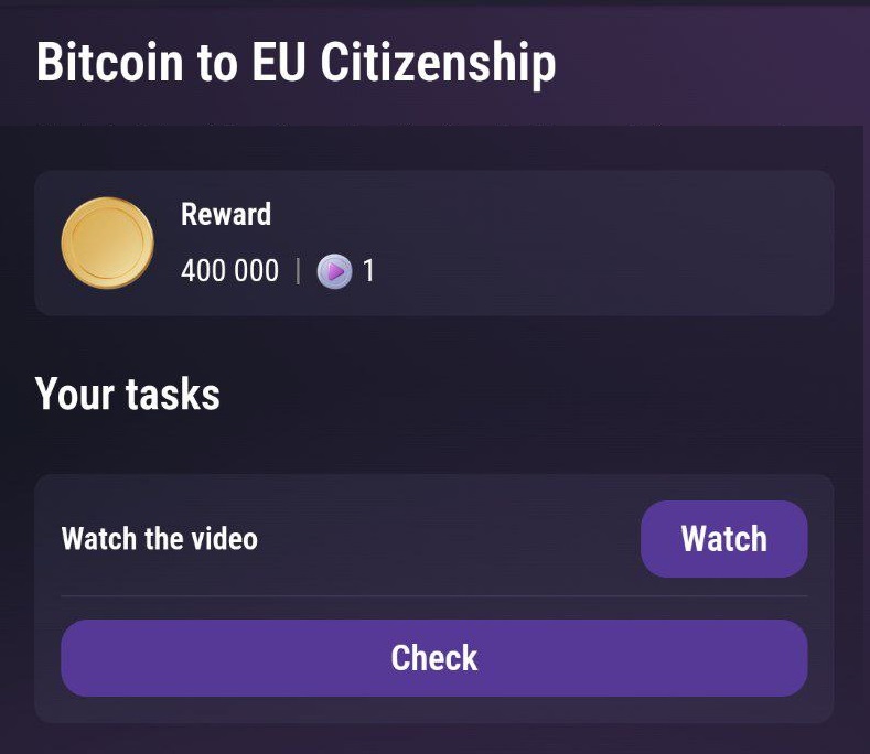 تپ سواپ Bitcoin to EU Citizenship
