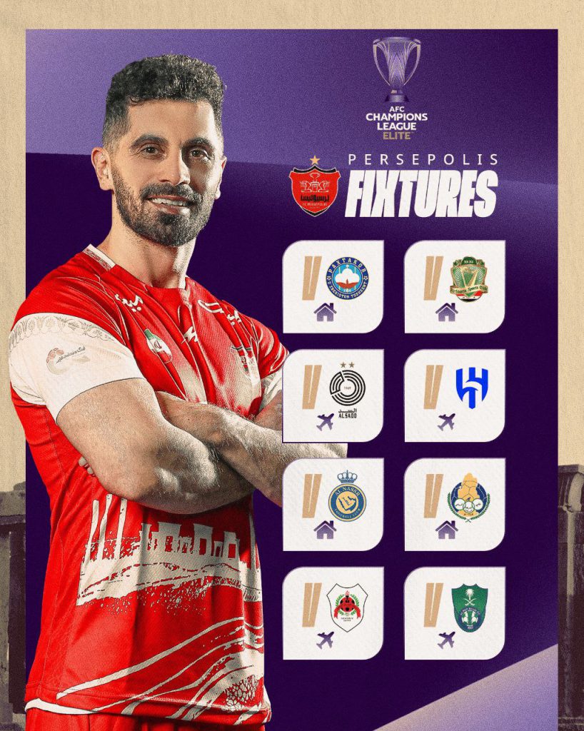 بازی های پرسپولیس در لیگ نخبگان آسیا فصل 2024 حریفان پرسپولیس در مرحله گروهی لیگ نخبگان آسیا