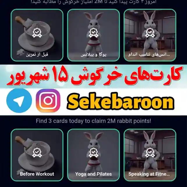 کارت های راکی رابیت خرگوش امروز پنجشنبه 15 شهریور کارت های راکی رابیت خرگوش امروز پنجشنبه 15 شهریور