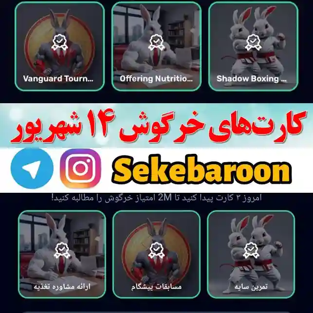 کارت های راکی رابیت خرگوش امروز چهارشنبه 14 شهریور کارت های راکی رابیت خرگوش امروز چهارشنبه 14 شهریور