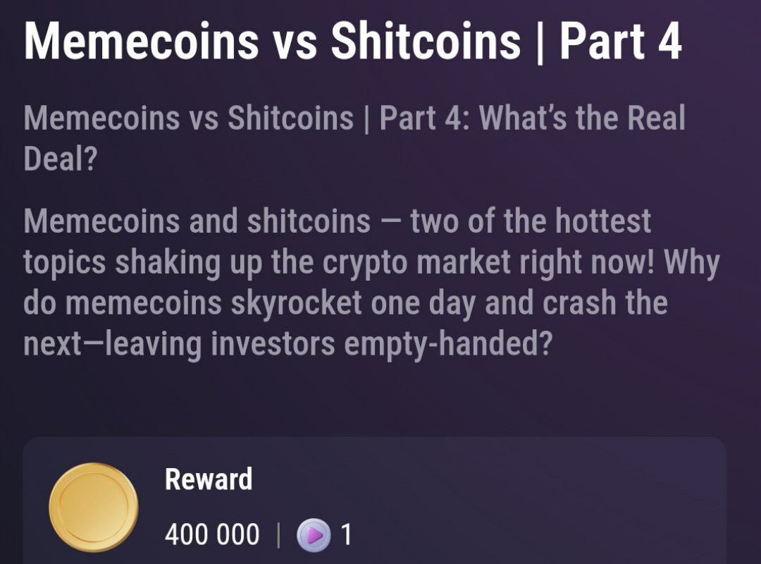جواب کد تپ سواپ Memecoins vs Shitcoins Part 4
