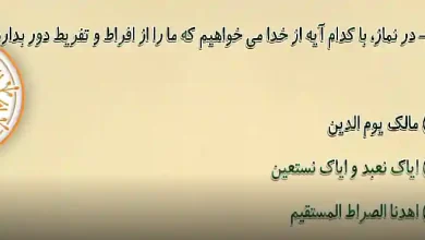 در نماز با کدام آیه از خدا می خواهیم که ما را از افراط و تفریط دور بدارد؟