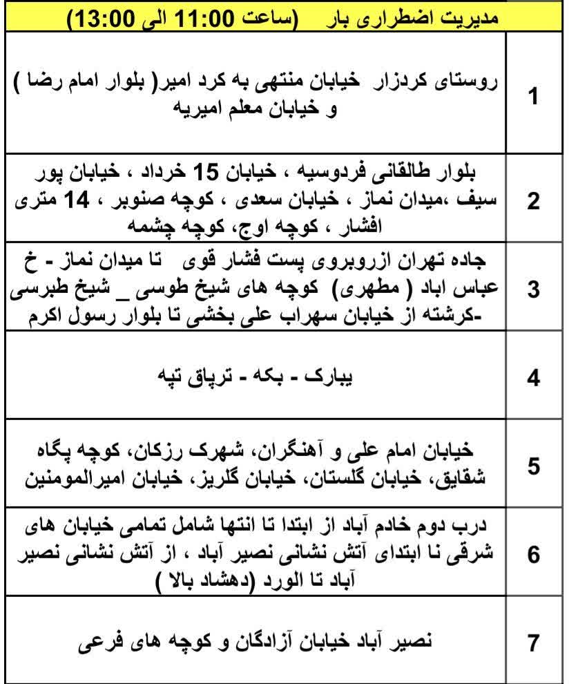 جدول قطعی برق شهریار امروز چهارشنبه 17 اردیبهشت 1404