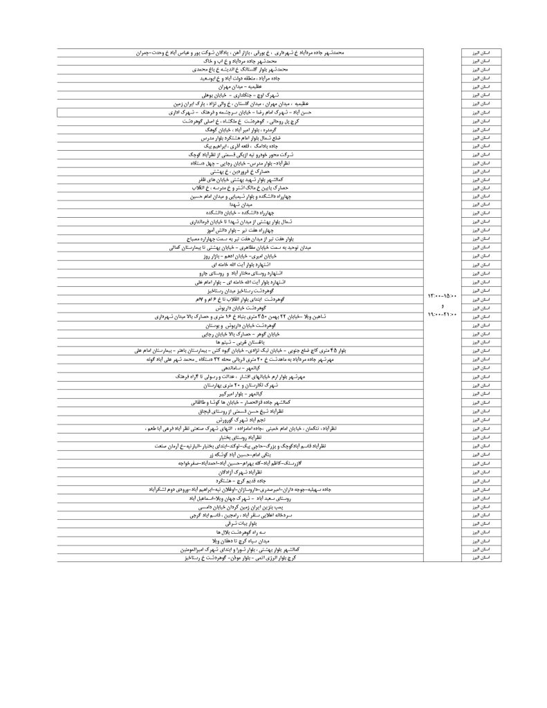 جدول قطعی برق کرج و استان البرز امروز پنجشنبه 13 شهریور 1404