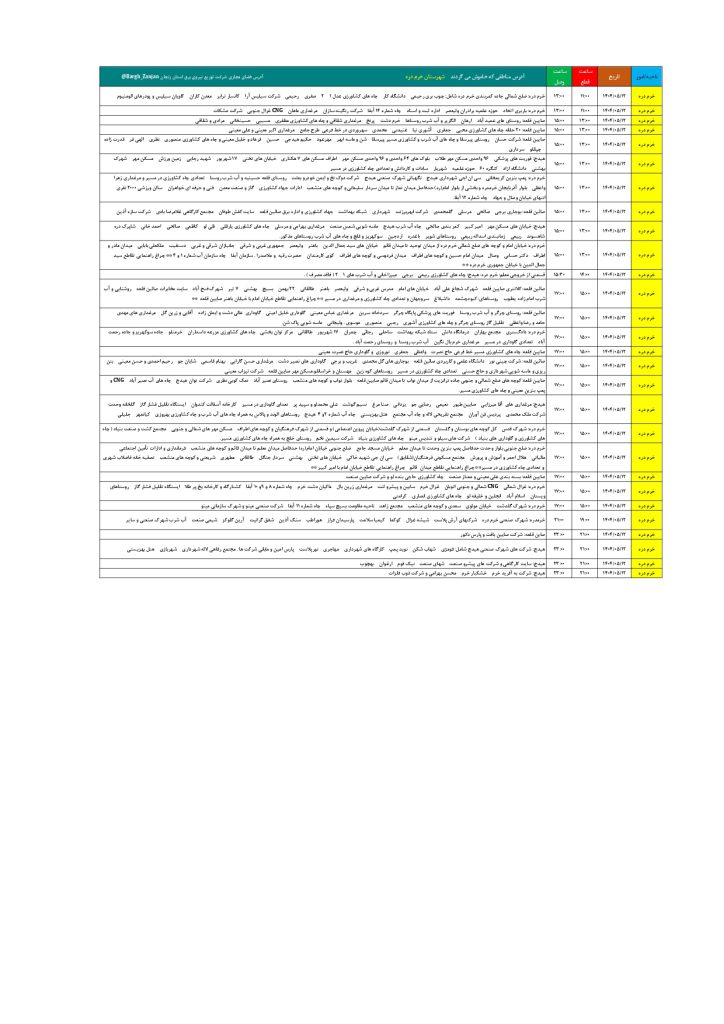جدول قطعی برق زنجان امروز یکشنبه 12 مرداد 1404