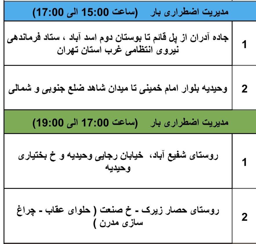 جدول قطعی برق شهریار امروز پنجشنبه 16 مرداد 1404