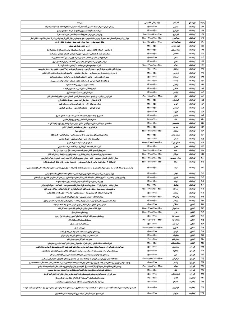 جدول قطعی برق کرمانشاه امروز پنجشنبه 30 مرداد 1404