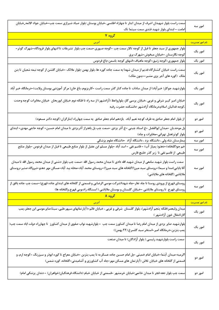 جدول قطعی برق یزد امروز سه شنبه 4 شهریور 1404