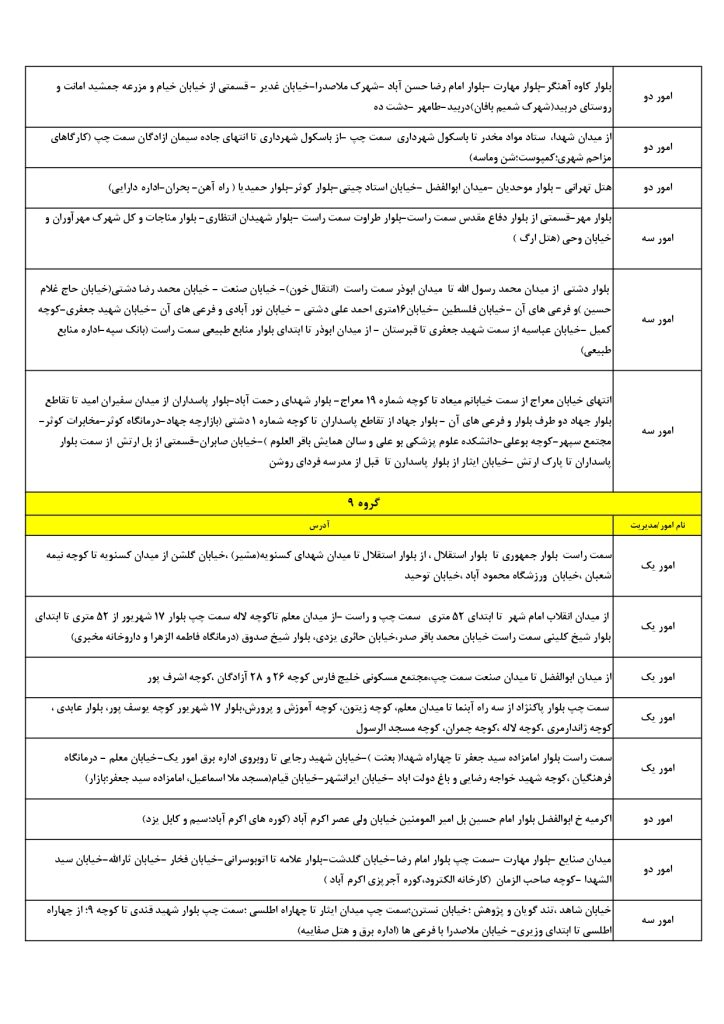 جدول قطعی برق یزد امروز سه شنبه 4 شهریور 1404