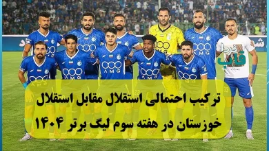 ترکیب احتمالی استقلال مقابل استقلال خوزستان در هفته سوم لیگ برتر فصل 1404