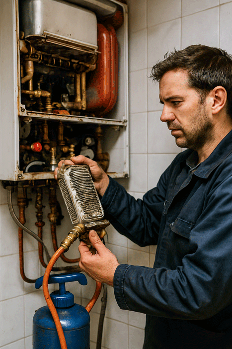 پیشگیری از یخزدگی در سیستمهای گرمایش کف منازل و تاثیر رسوب در مبدل پکیج بر عملکرد سیستمهای حرارتی رسوب زدای پکیج