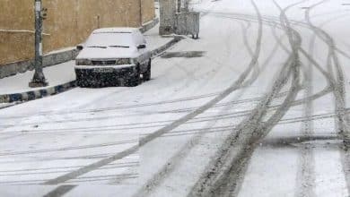 تصویر نمایی از بارش برف در استان همدان و کاهش دما