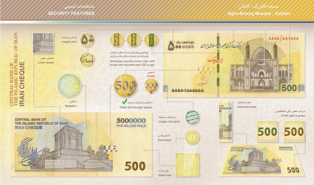 توزیع ایران چک ۵۰۰ هزار تومانی | ویژگی امنیتی ایران‌چک‌های جدید + عکس