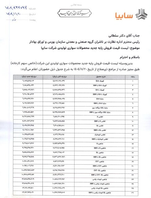 سایپا خودروهای خود را گران کرد؛ قیمت کارخانه کوئیک، اطلس، ساینا و شاهین چند شد؟ | جدول