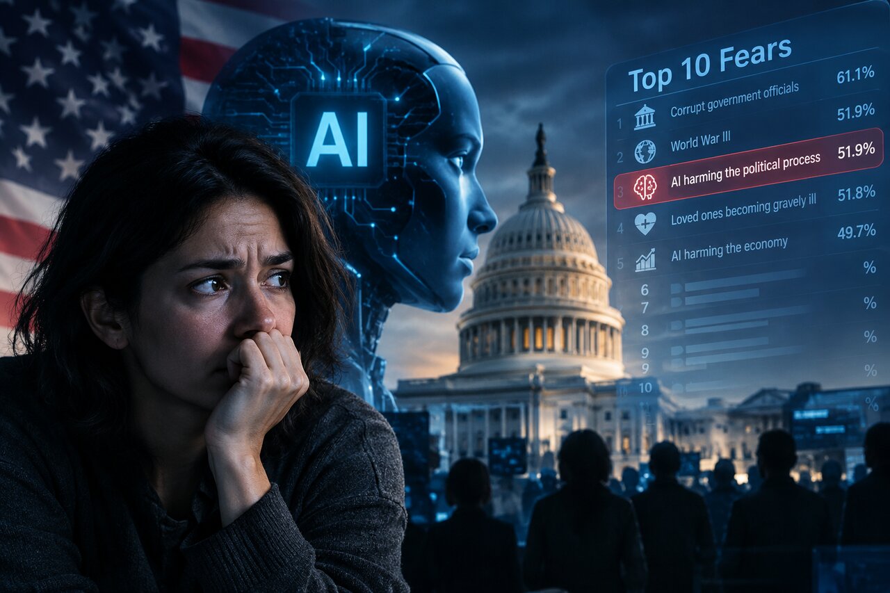هوش مصنوعی در لیست ۱۰ ترس بزرگ آمریکایی‌ها