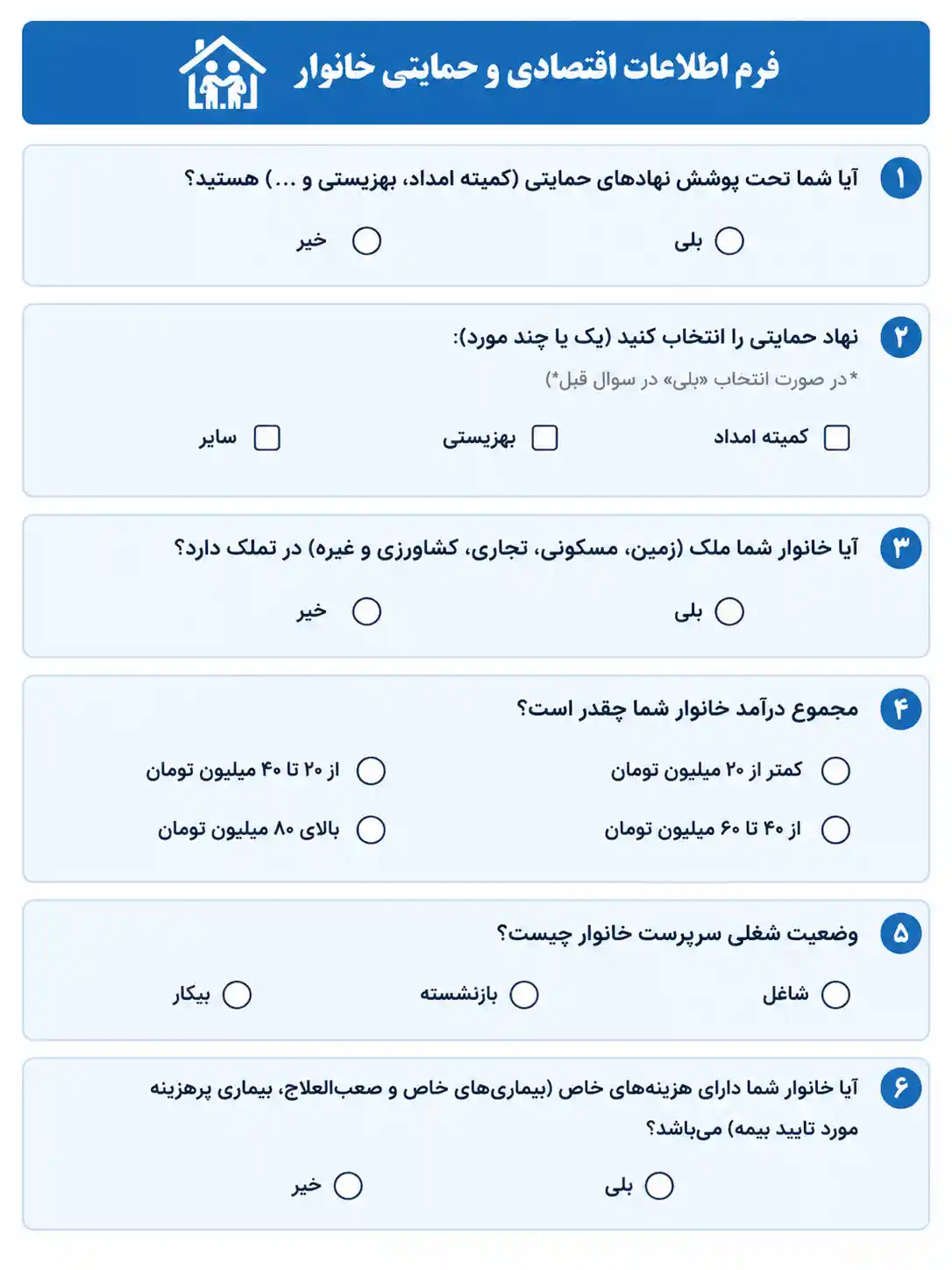 فرم خوداظهاری افزایش کالابرگ